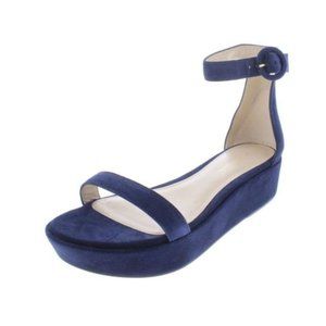 Stuart Weitzman Blue Suede Capri Platform Sandals